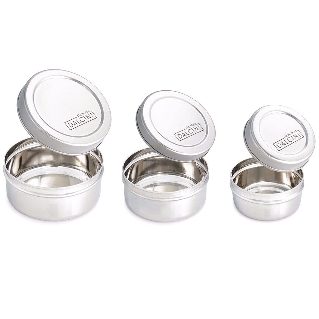 Dalcini Stainless - Wholesale Food Storage Container - Round Snack Trio | Mix of 3 Container Sizes4