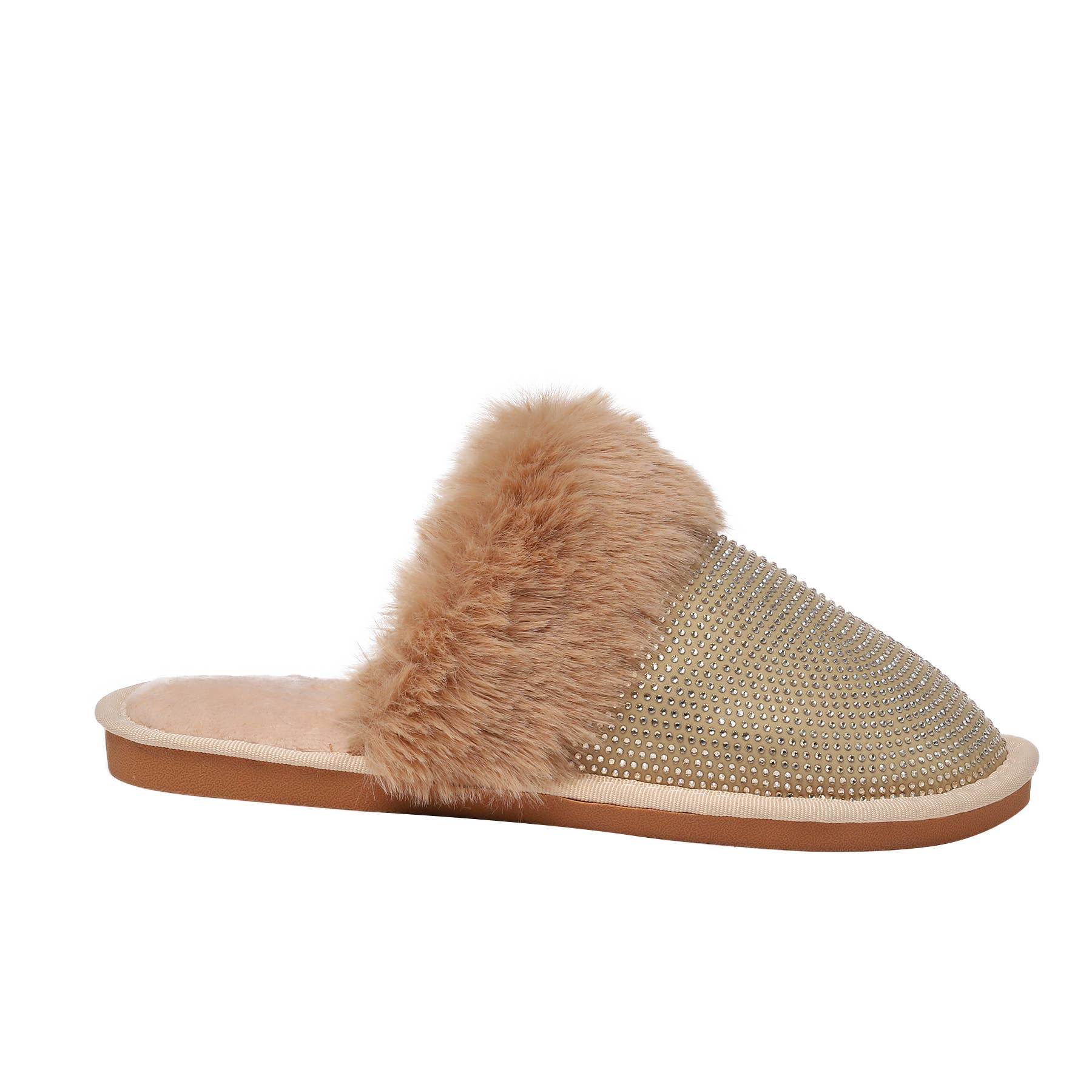 Natalie Mills - Wholesale Slippers - Women's - Lora Closed Toe Rhinestone Faux Fur Slippers5