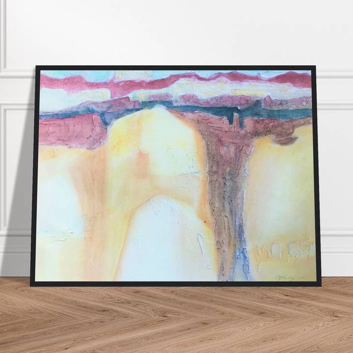 Stampa d'Arte Incorniciata in Legno 24x32 pollici 'Southwest Mixed Media' Abstract I I Opera Originale dell'Artista Americana Barbara Cleary per la vendita all'ingrosso da parte di Barbara Cleary Designs