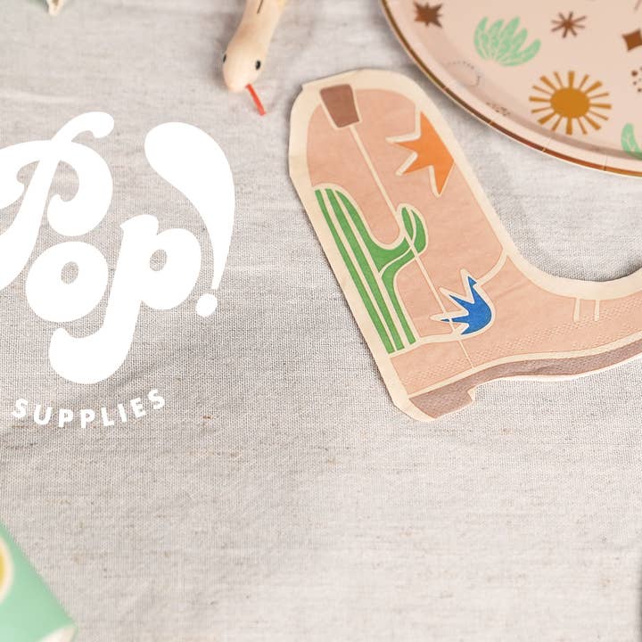 POP Party Supplies, LLC - Wholesale Disposable Napkin - Western Boot Shaped Napkins (x12)-Snake Catcher Collection