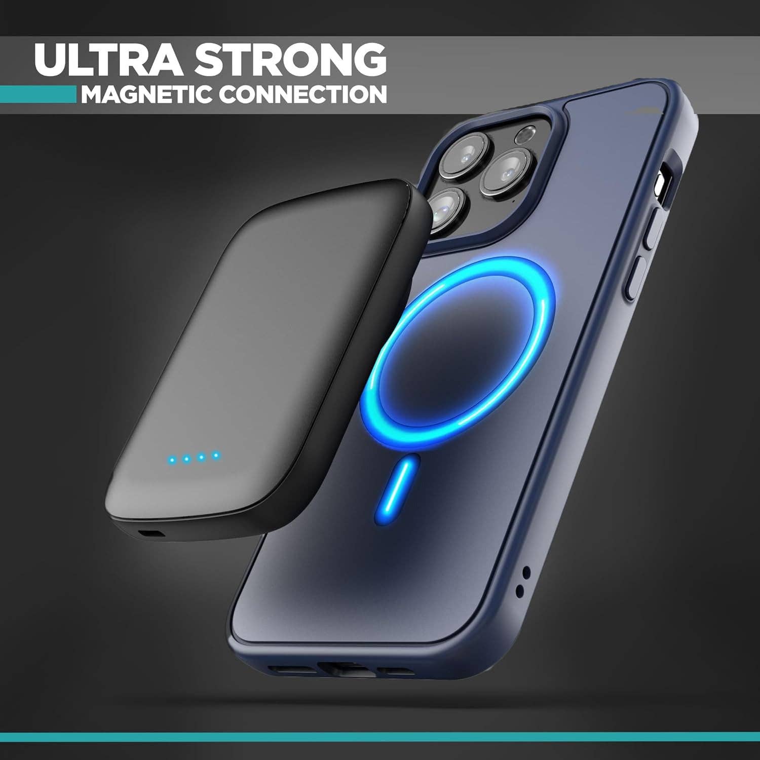 Infinite Basics - Wholesale Portable Charger - 5000mAh Ultra-Slim Magnetic Power Bank for iPhone, Compatible with MagSafe - Fast Charging Wireless Portable Charger, USB C Input Battery Pack (for iPhone 13, 14, 15 Pro Max) Black1