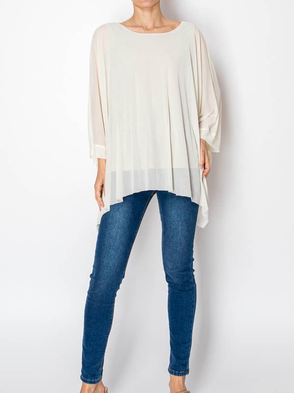 BEIGE MESH TUNIEKTOP MET AANGEHECHT GLINSTEREND TANKTOP-4821BEIGE voor groothandel op Faire0