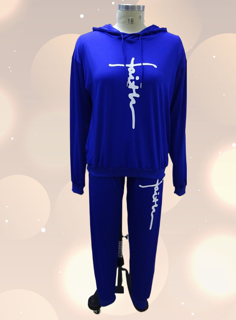 KaraChic - Wholesale Lounge Set - Women's - Women's "FAITH" Print Stylish & Trendy Jogging Set - 221254