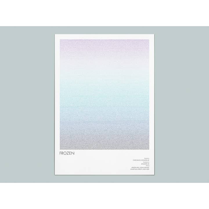Frozen Typographic Screenplay Art Print Wall Decor for wholesale by Fade Out Prints