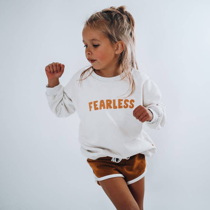 FEARLESS pullover | in mustard |oversized drop shoulder | KIDS for wholesale by Minimalist Folk Co.