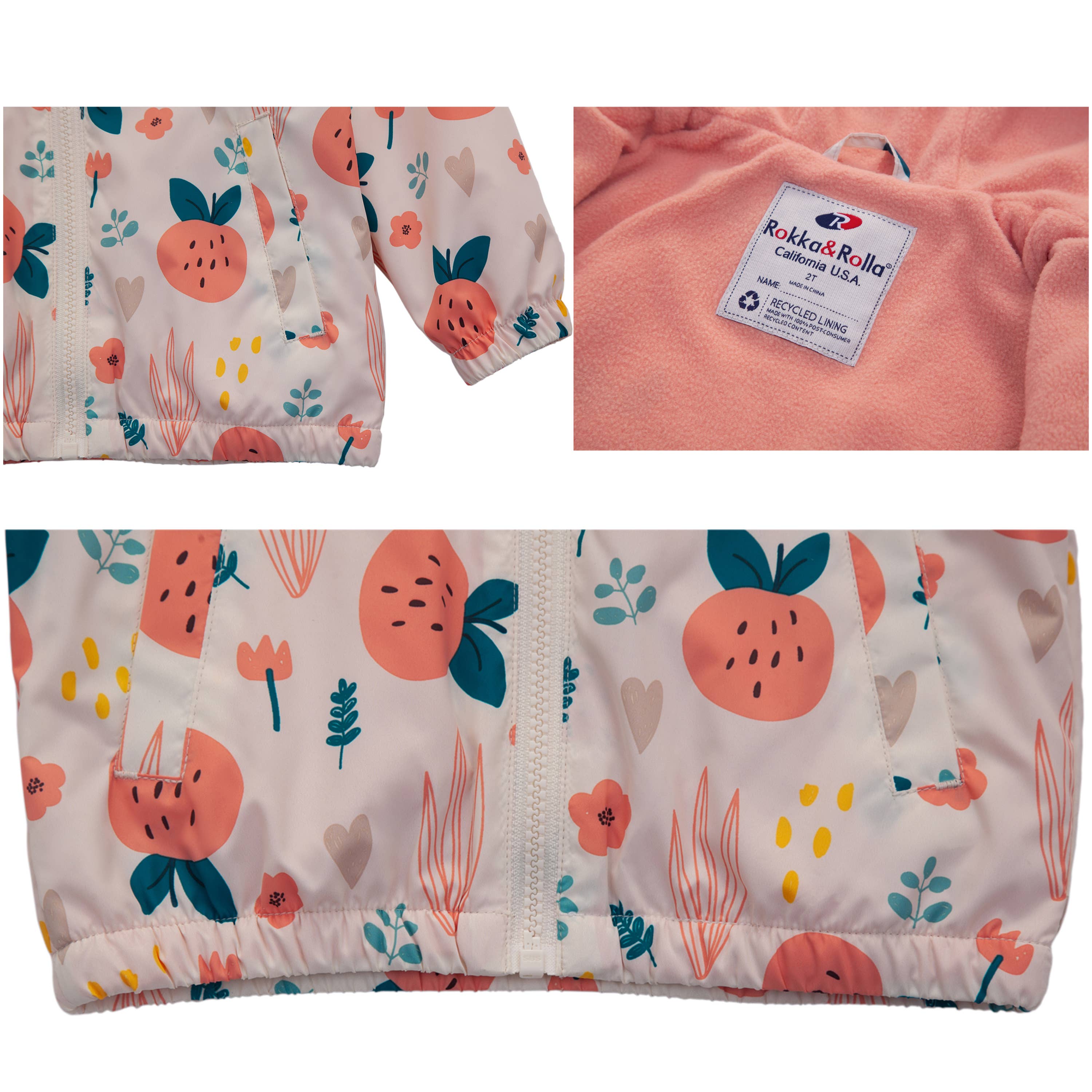 Rokka & Rolla - Wholesale Windbreaker - Kids - Toddler Girls' Fleece Lined Windbreaker Rain Jacket13