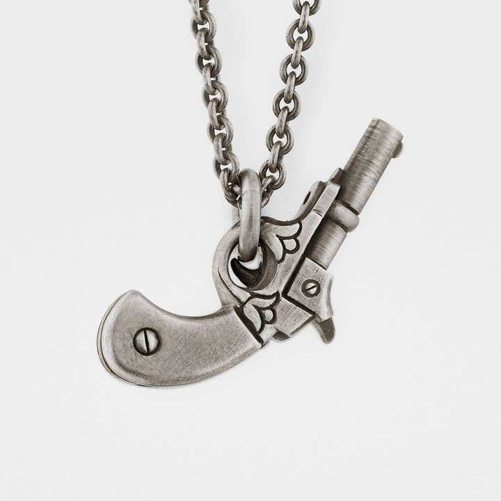 Gun Pendant in Sterling Silver for wholesale by Snake Bones