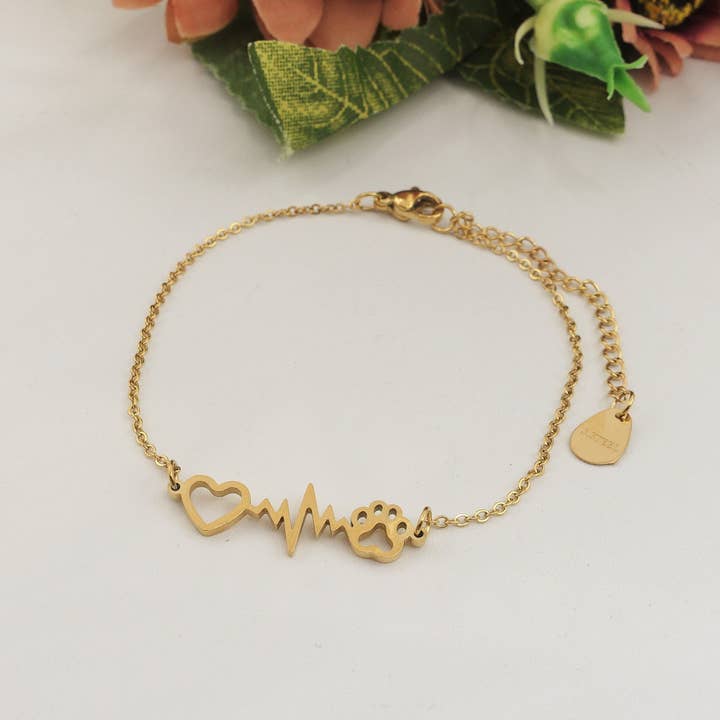 PAW's HEARTBEAT ~ Bracciale battito zampa ACCIAIO inossidabile for wholesale by Daemon srls