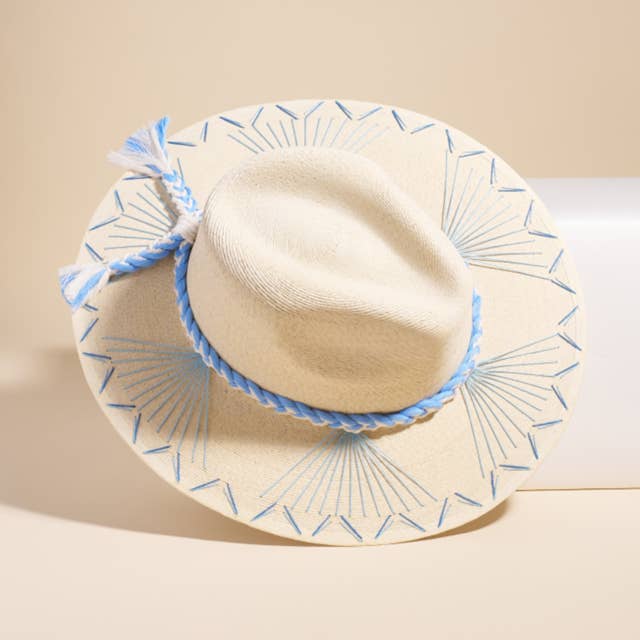 Hand-Stitched Fine Palm Hat - Sky blue for wholesale by COCOMAR