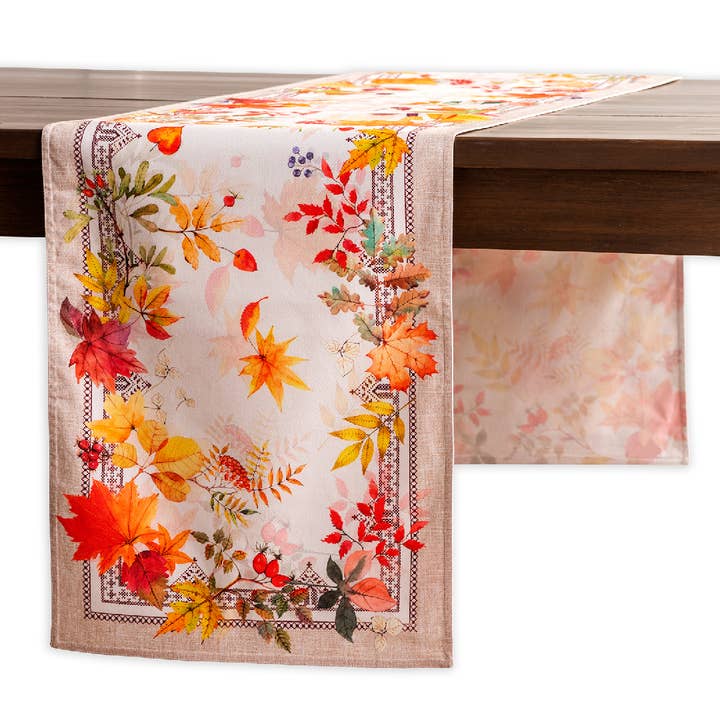Table Runner 100% Cotton - Double Layer - Amarante Fall for wholesale by Maison d'Hermine - Design in Every Thread