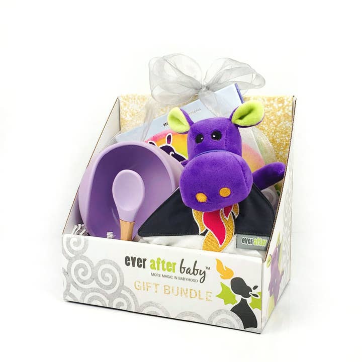 Rainbow for Lunch Baby Gift Set - Toy, Book & Bowl Purple for wholesale by Ever After Baby