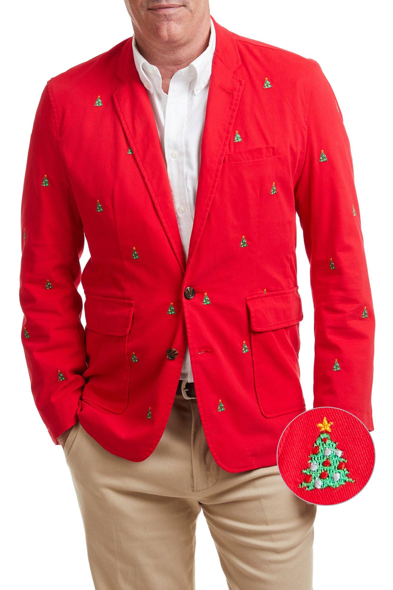 Spinnaker Blazer Bright Red with Christmas Trees for wholesale on Faire4