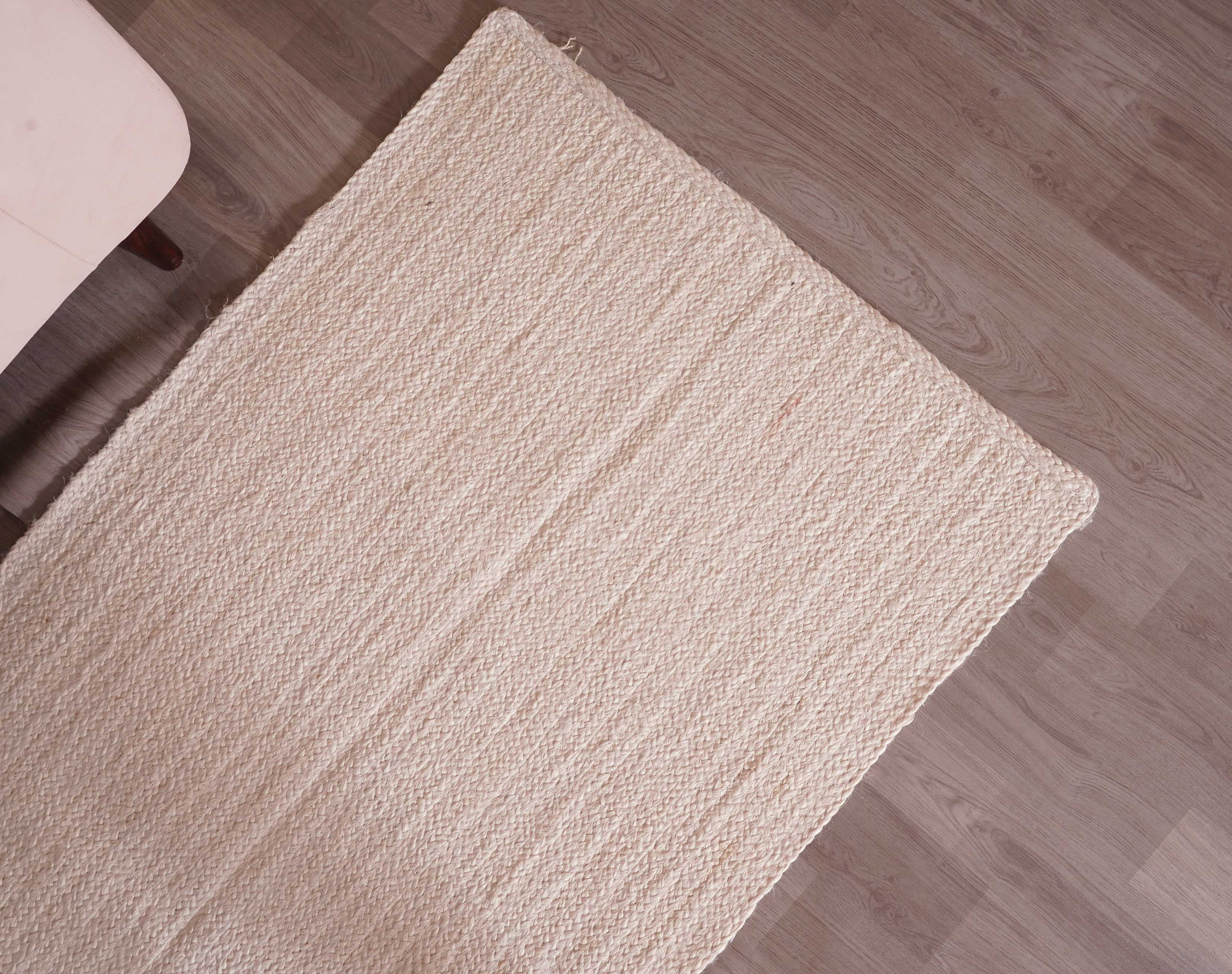 Chouhan Rugs – wholesale Area rug – Hand Braided Off White Jute Runner Rug Vintage Large Runner0