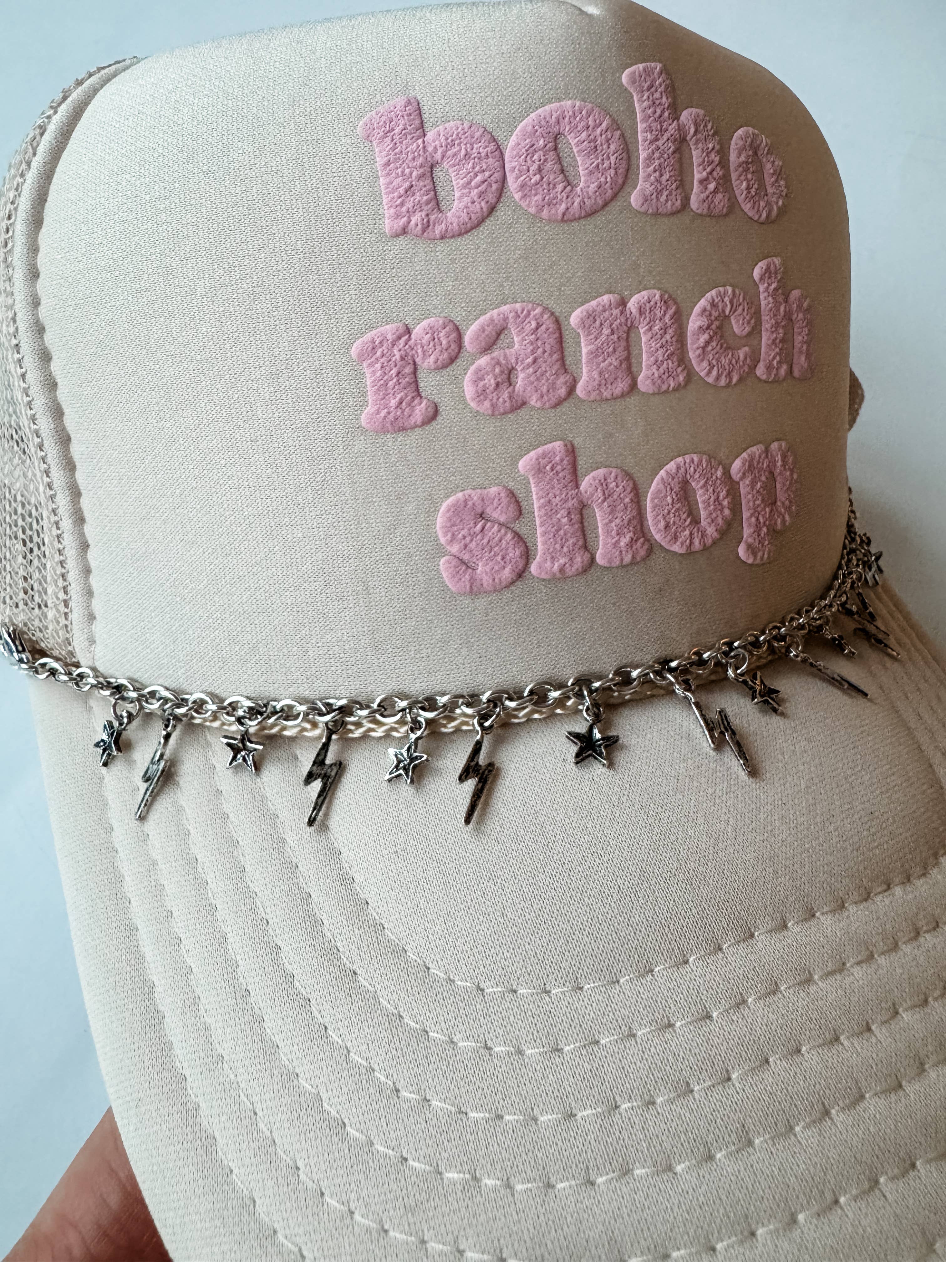 Boho Ranch Shop - Wholesale Hat Accessory - Women's - Western Trucker Hat Chain - Conch | Lightning bolt\ stars4