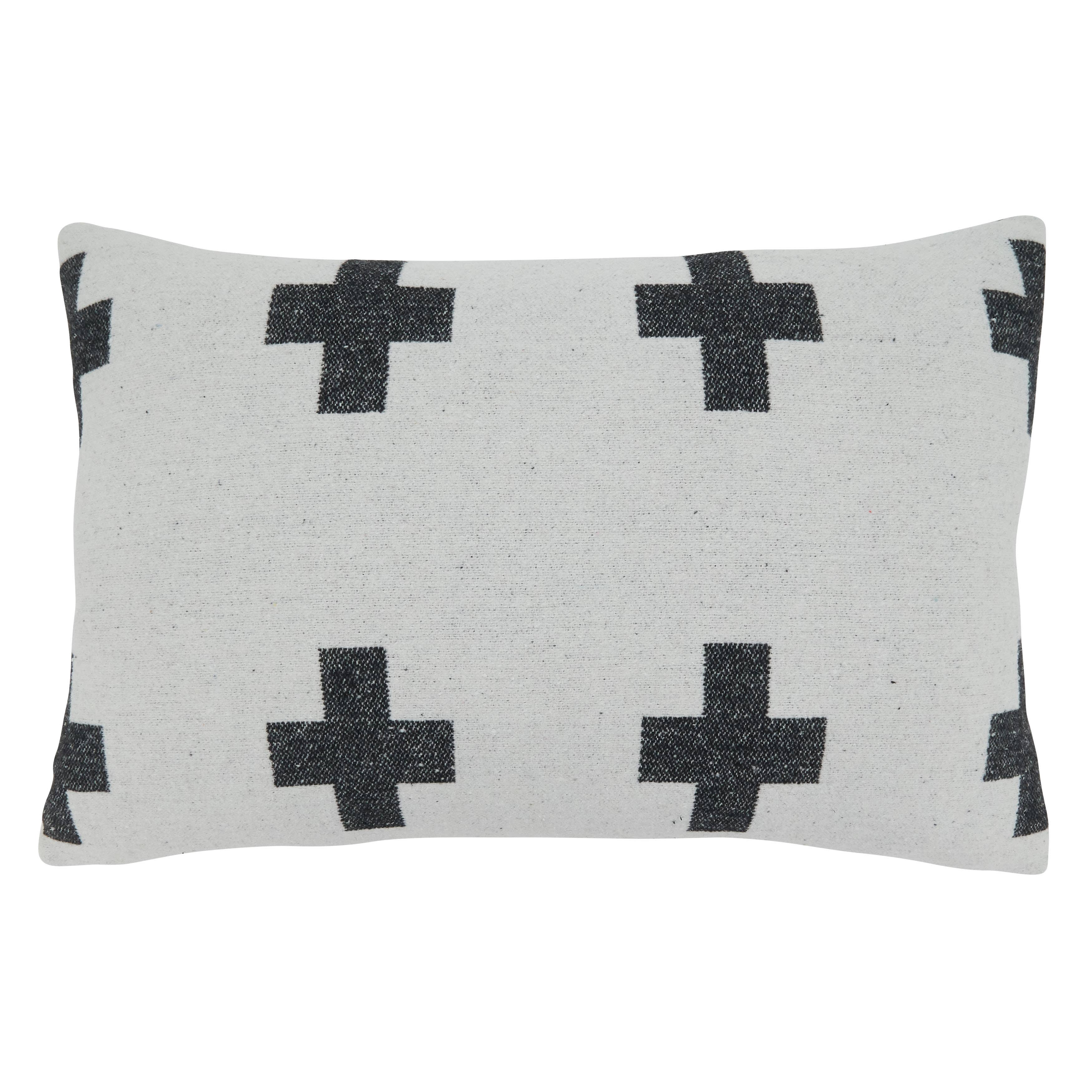 Black White Reversible Throw Pillow With Plus Sign Design for wholesale on Faire1