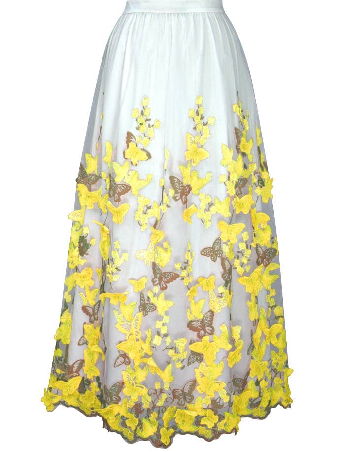 Chic Star 3D-Stickereirock in Übergröße in Gelbweiß 030 für den Großhandel von CHIC STAR