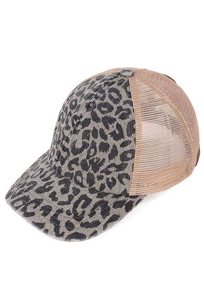 Hana - Wholesale Ponytail Cap - Women's - C.C Leopard Pattern Ponytail Baseball Cap2