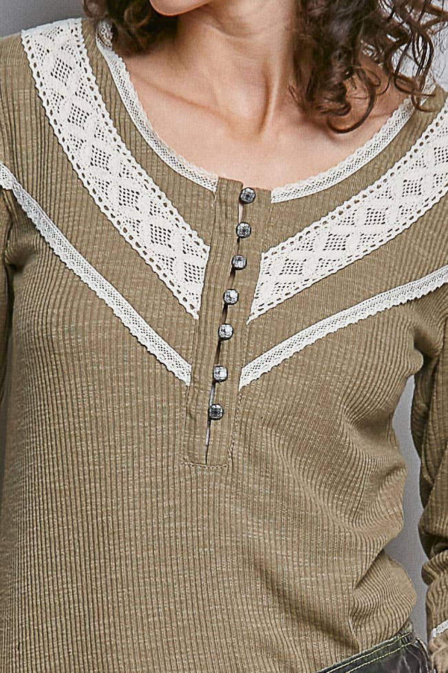 Pol Clothing - Wholesale Knit Top - Women's - Long sleeve double gauze solid knit rib top5