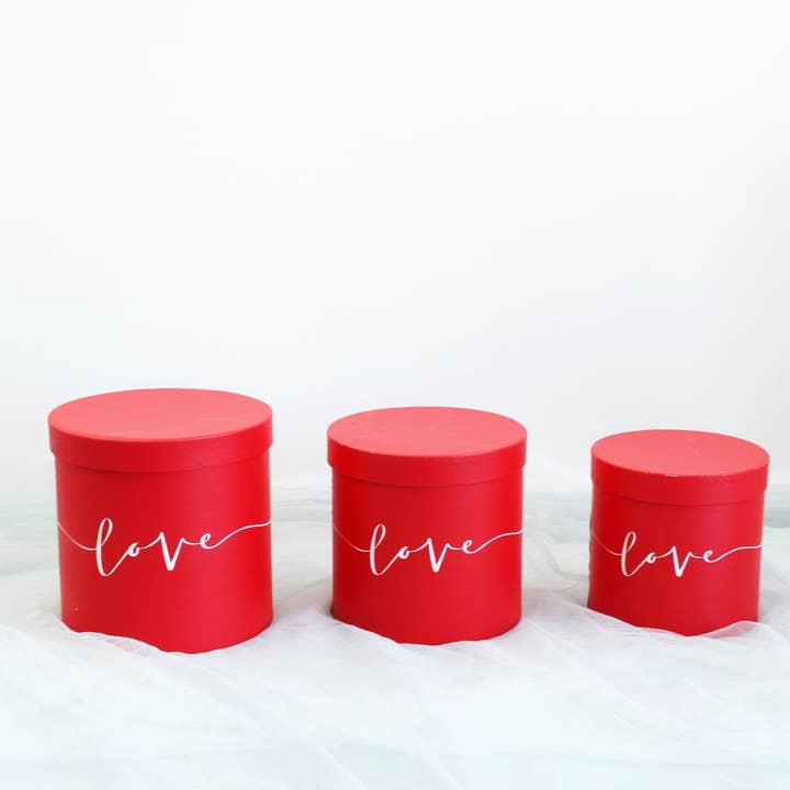 Elegant Design Supply - Vendita all'ingrosso Confezioni regalo - Scatola rotonda per fiori a forma di cappello con motivo Love20