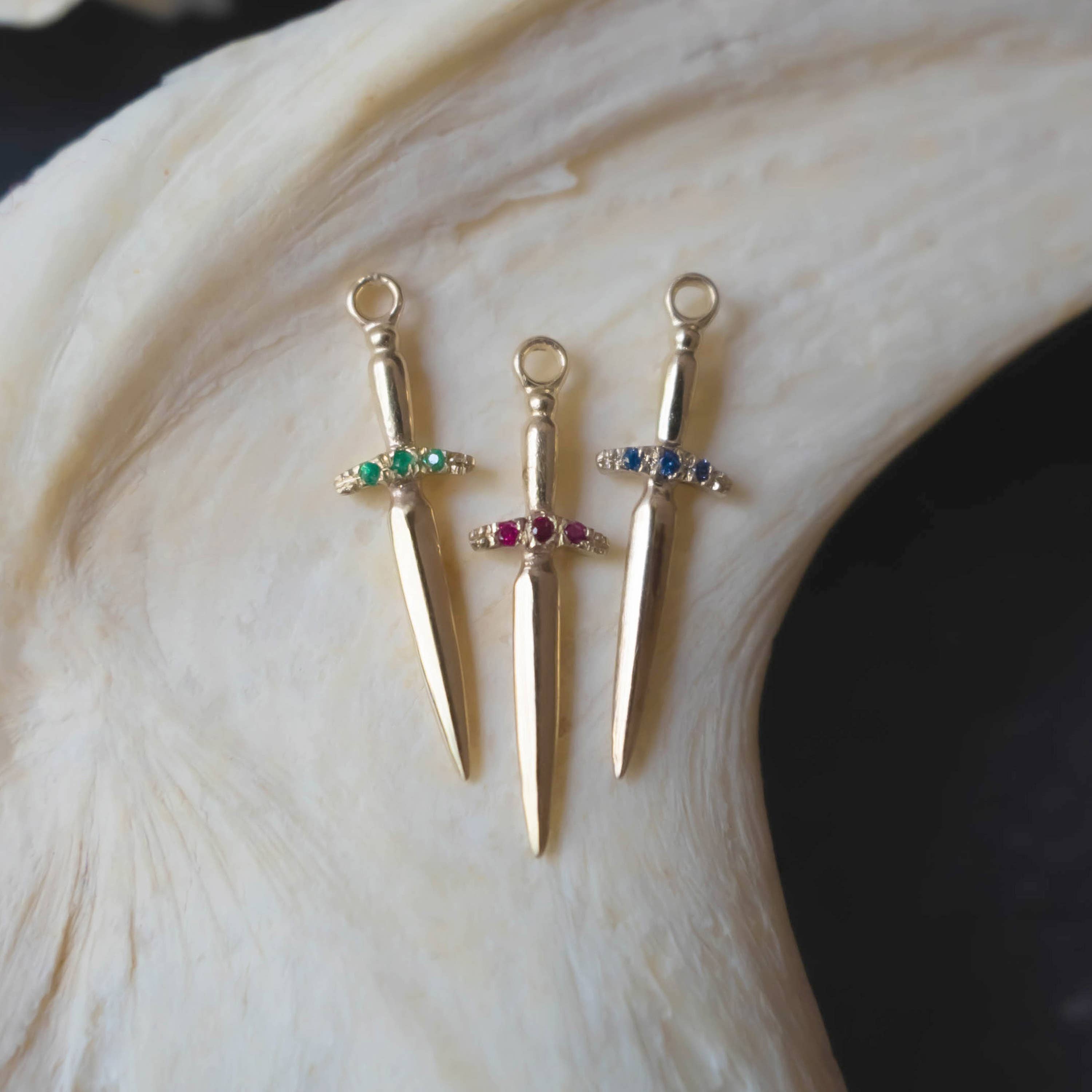 Futaba Hayashi - Wholesale Dangle Earrings - Diamond Dagger Earring - 14k Yellow Gold4