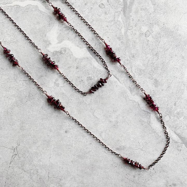 Intuitive - Garnet Gemstone Layering Necklace Copper for wholesale by LITVA'S Jewelry