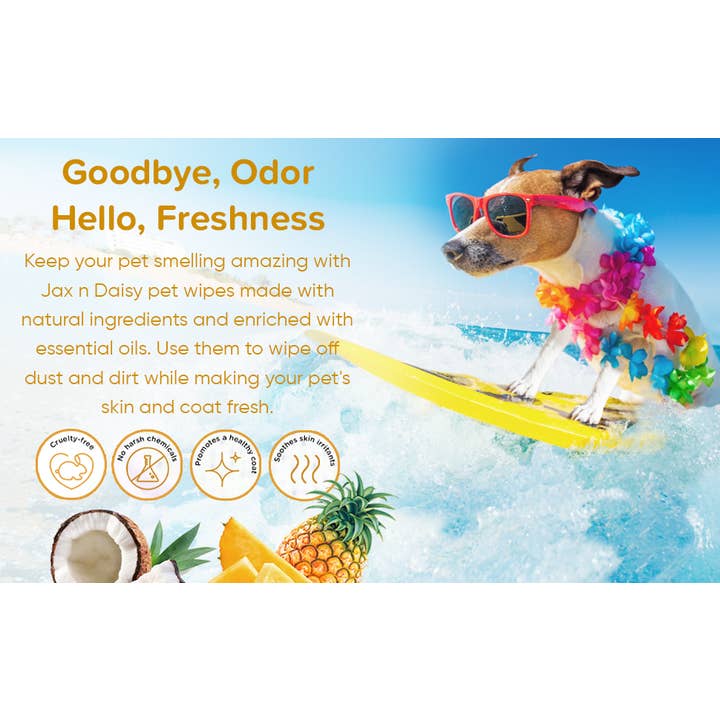 Jax n Daisy - Wholesale Pet Cleaning Supplies - Jax n Daisy Tropical Pawadise Pet Wipes