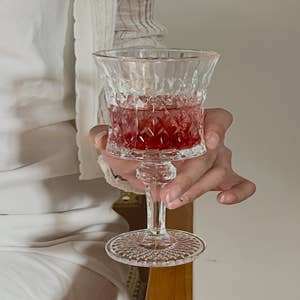 6-1/2 Hand-Blown Red Thick Glass 5-oz. Baluster Wine Glasses- Set