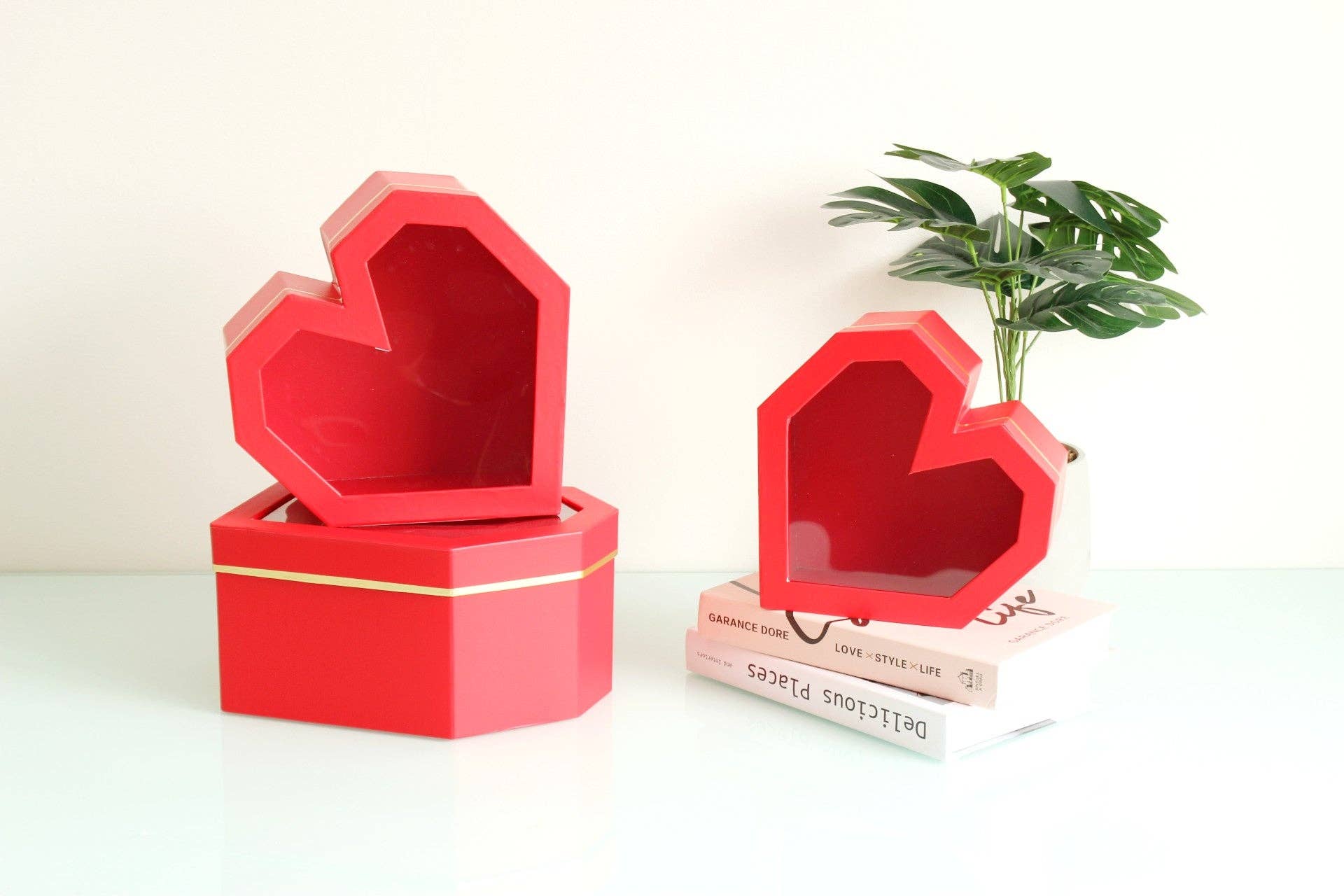 Elegant Design Supply - Wholesale Decorative Box - Diamond Heart Shape Flower Box with Clear Lid13