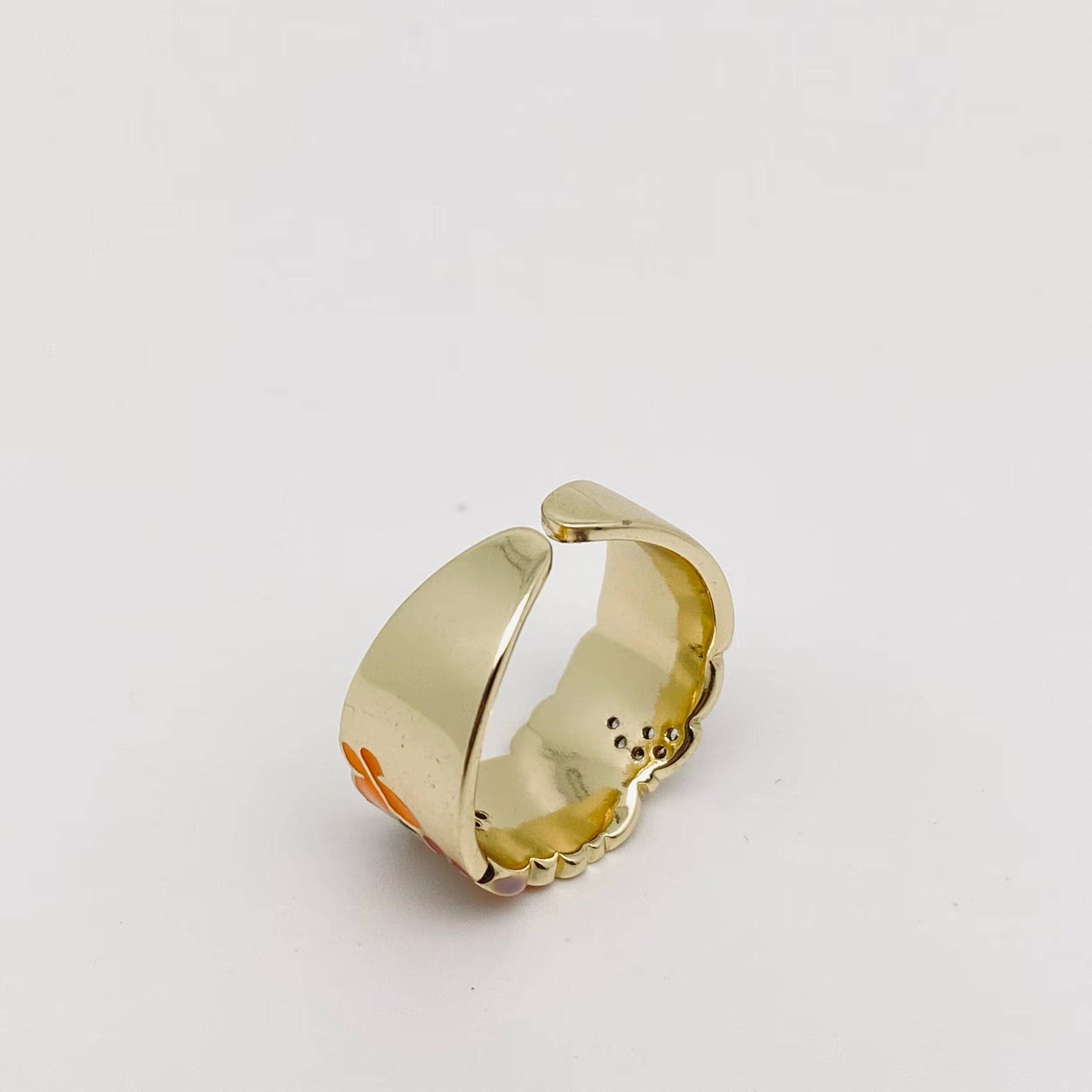 Mio Queena - Wholesale Cocktail/Statement Ring - Multi-style Enamel Gold-plated Ring |Flowers|Butterfly|Eyes8