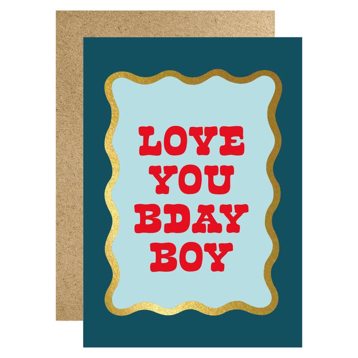 Love you bday boy card for wholesale by Lucky Ink