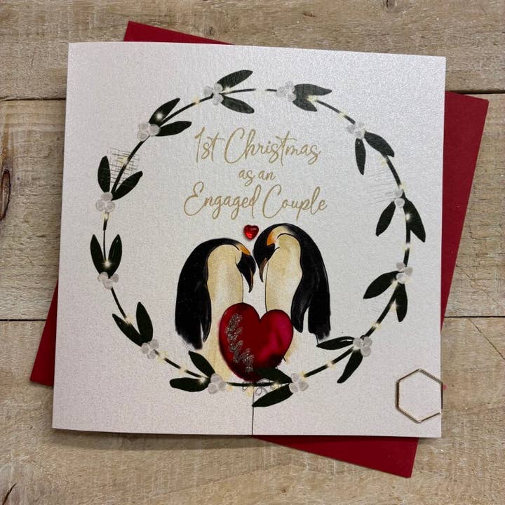 1St Christmas As An Engaged Couple - Penguins (C25-26) for wholesale by White Cotton Cards
