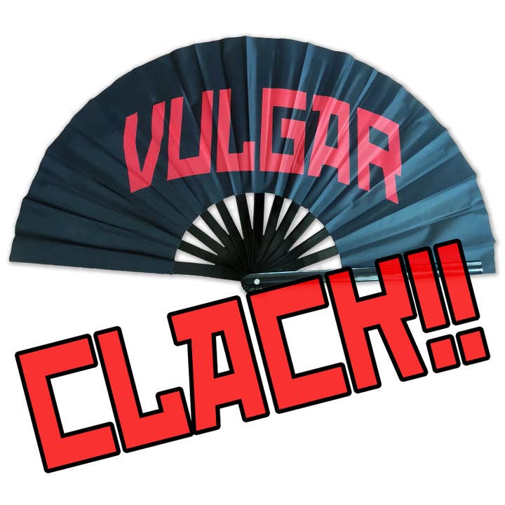 Expression Tees - Wholesale Handheld Folding Fan - VULGAR Large Concert Hand Fan - Foldable Handheld Madonna Fan, Perfect for Festivals, Raves, Abanicos de Mano para Fiesta