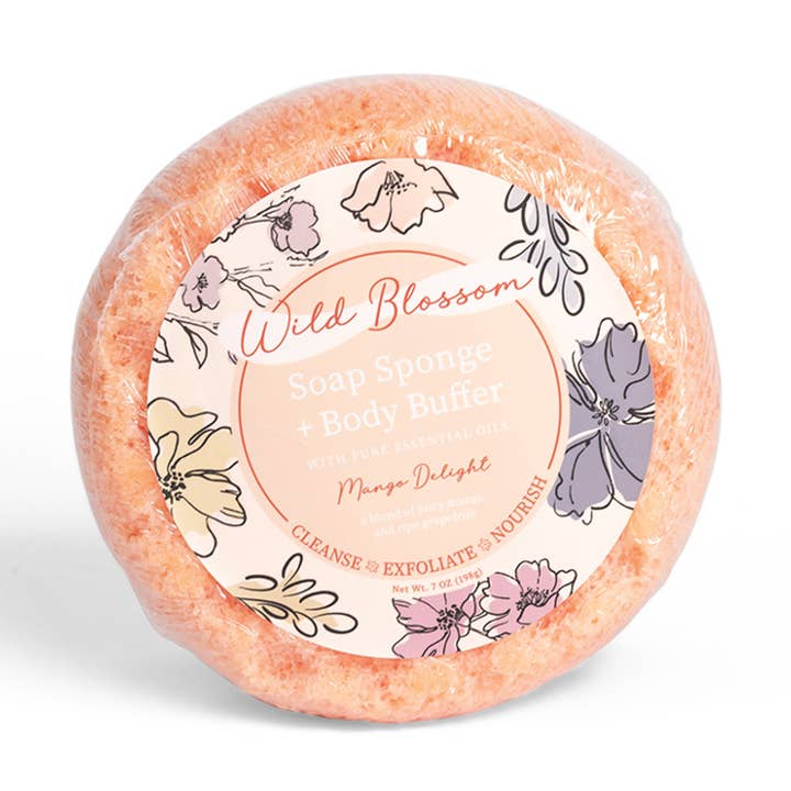 Tampon pour le corps infusé au savon Wild Blossom - Mango Delight pour la vente par Cait + Co
