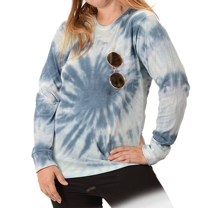 UNISEX LANGÆRMET TYE DYE SKJORTE M/FORLOMME for engroshandel hos Gypsy Rose