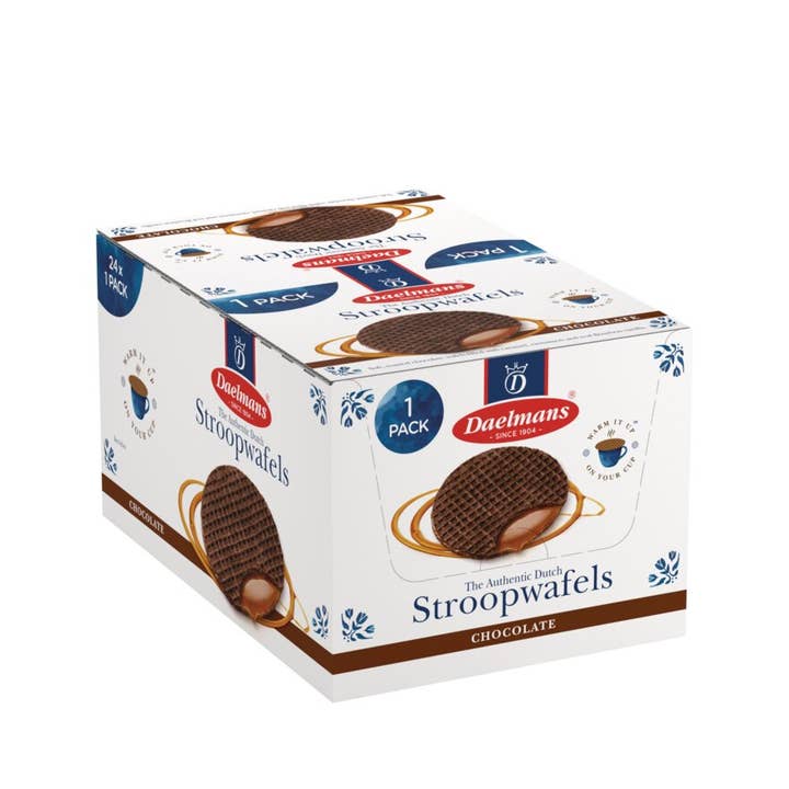 Daelmans Stroopwafels - Wholesale Cookie - DAELMANS Chocolate JUMBO Stroopwafels 1PK (case of 96)