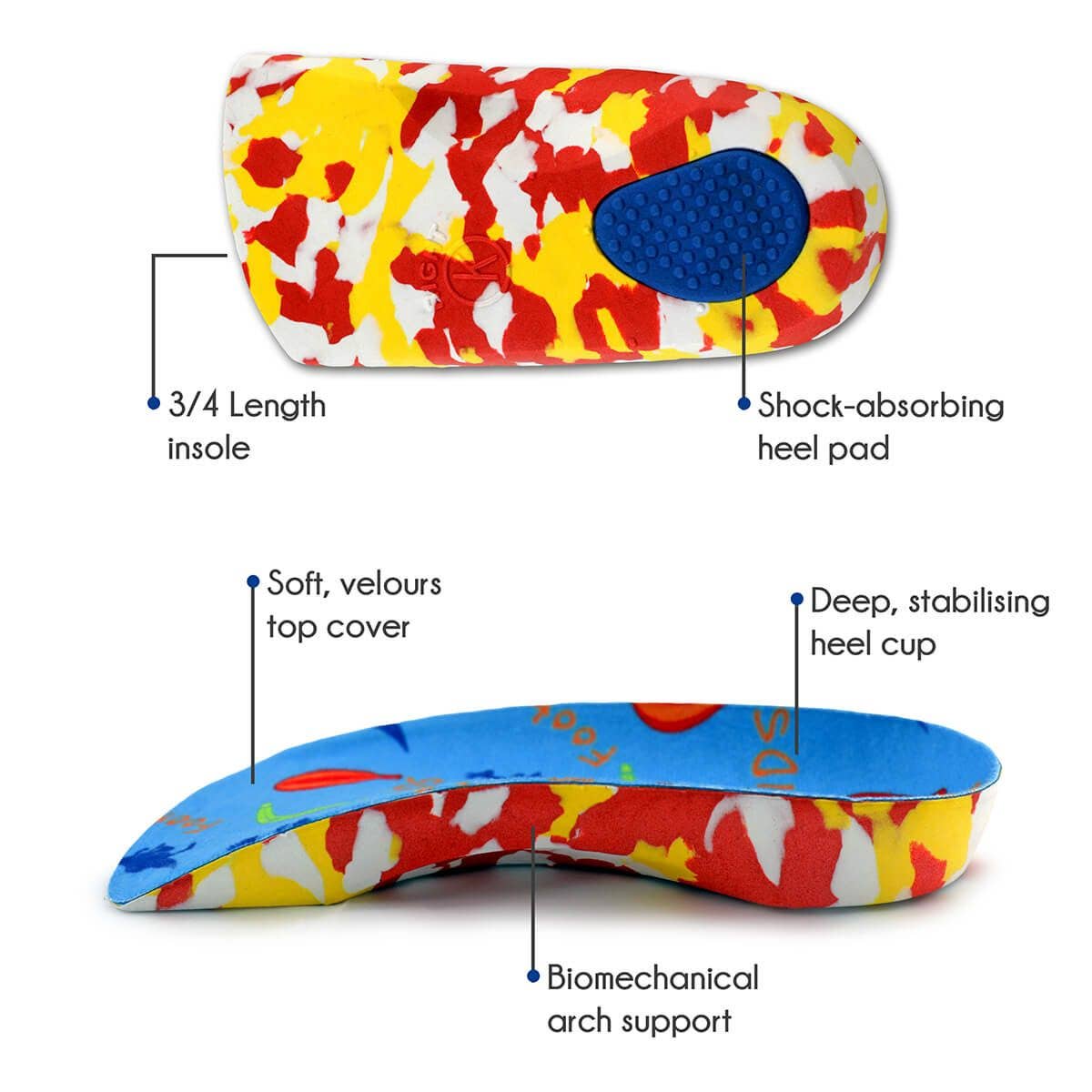 FootActive - Vente Semelles intérieures – unisexe - Semelles orthopédiques 3/4 FootActive pour enfants2