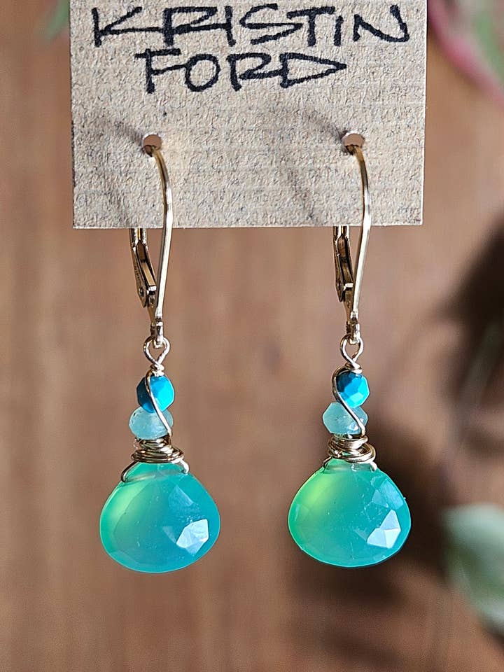 GF) Chrysoprase & Turkis Øreringe EGR0926G for engroshandel hos KRISTIN FORD Jewelry With Meaning