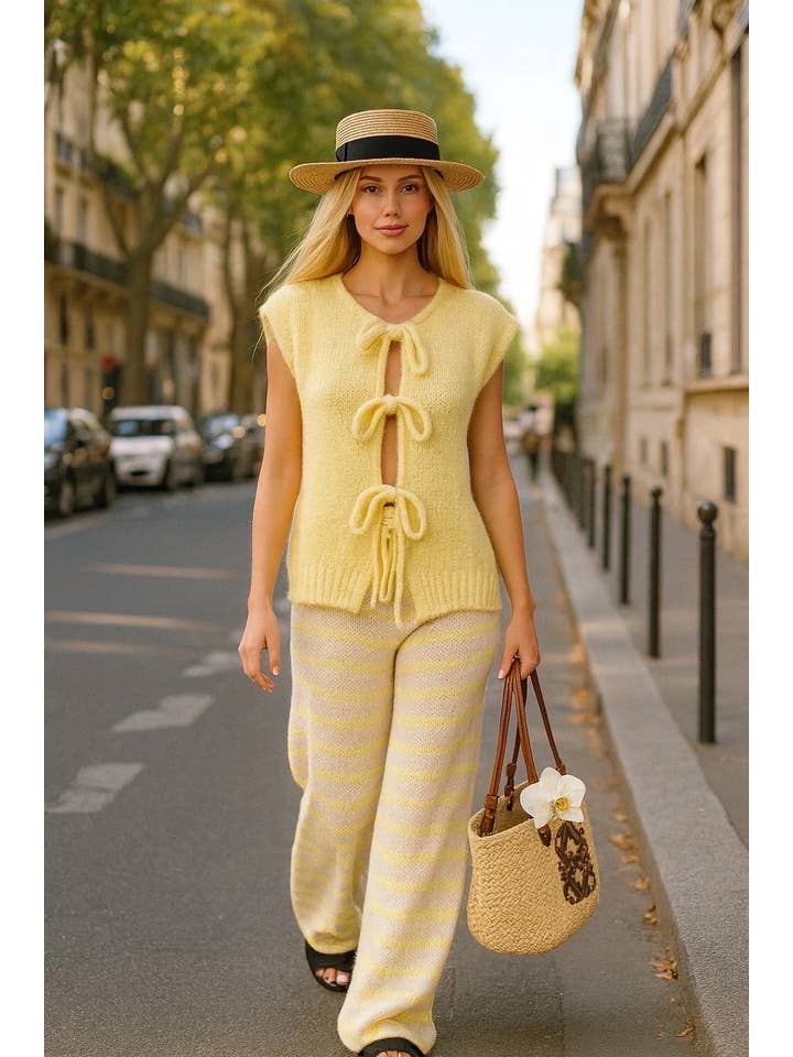 ESTEE BROWN - Wholesale Knit Sweater - Women's - Knot tank top sweater in wool - 68261