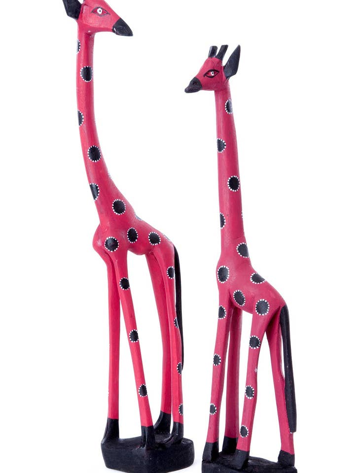 Magenta Jacaranda Wood Giraffe Sculptures for wholesale by Swahili | AFRICAN MODERN