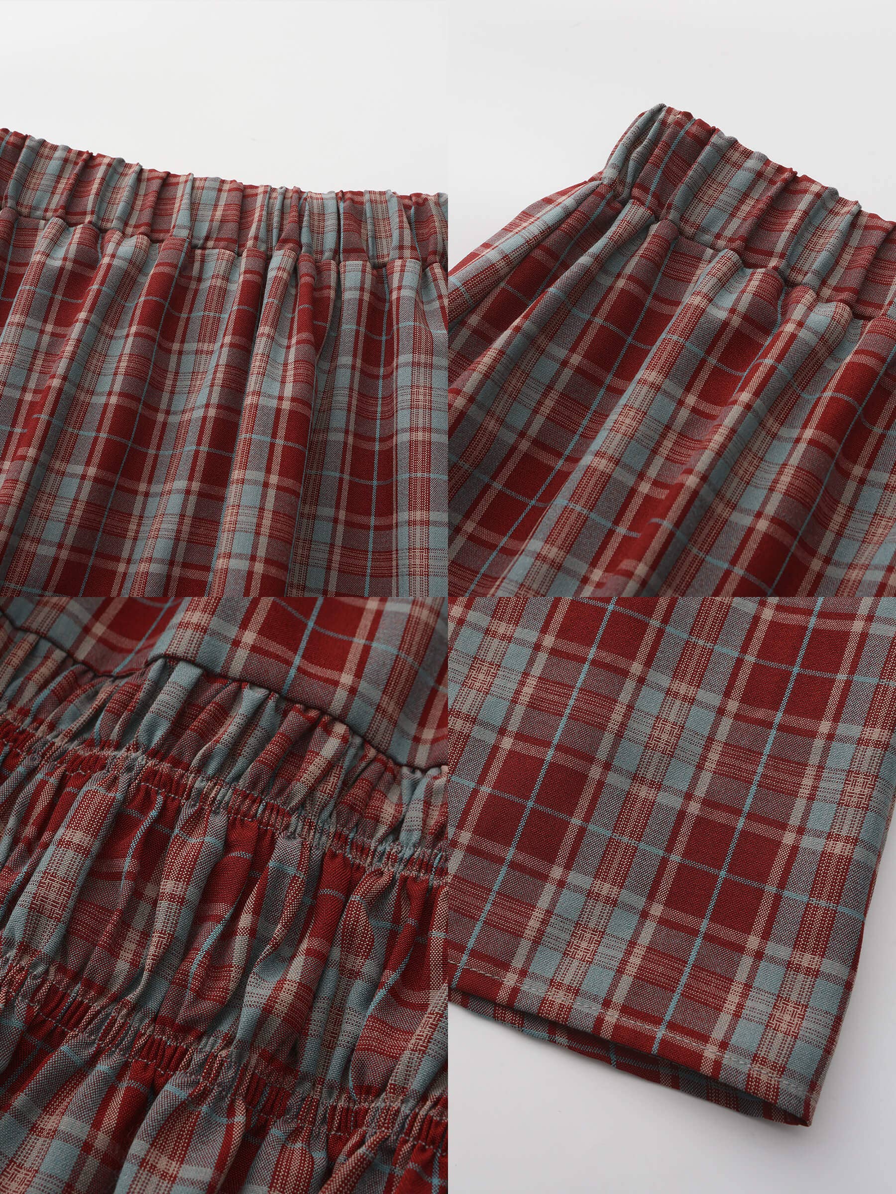 CUBIC - Wholesale Skirt - Women's - Elastic Drawstring High Waist Checked Skirt4