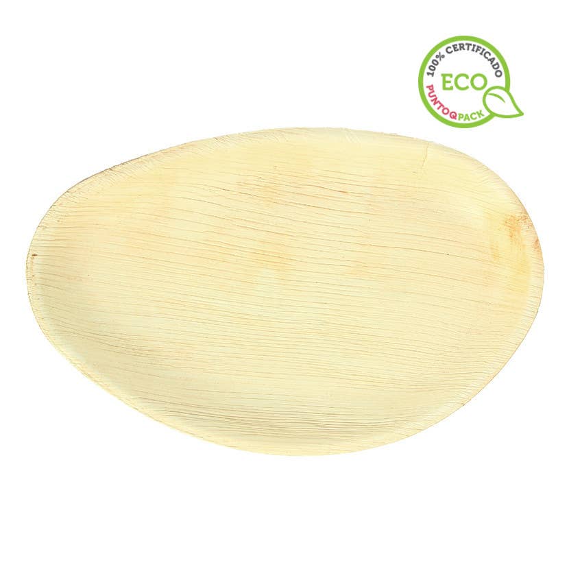 PUNTOQPACK – Prato descartável por atacado – Pratos descartáveis ovais de folha de palmeira (26 x 16 cm)0