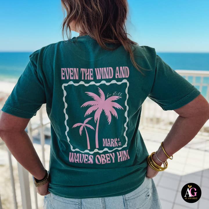 Al + Gray Graphic Tees - Wholesale T-Shirt (Graphic) - Women's - Even the Wind & Waves Obey Him