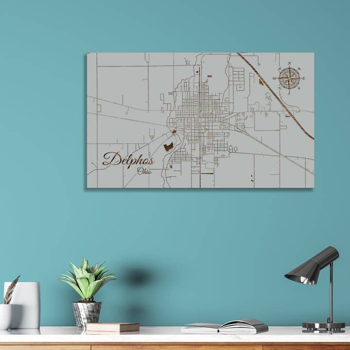 Ohio : Plan des rues de Delphos pour la vente par Fire & Pine