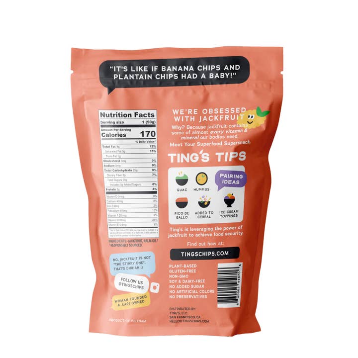 Ting's, LLC – wholesale Chips – Tings Jackfruit Chips | 100-Pack (1 enhet = 1 fall av 100)1