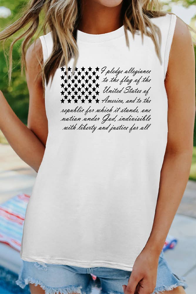 UNISHE - Wholesale Tanktop - Dames - Tanktop met print van de lente en zomer met Amerikaanse vlag STC125D303