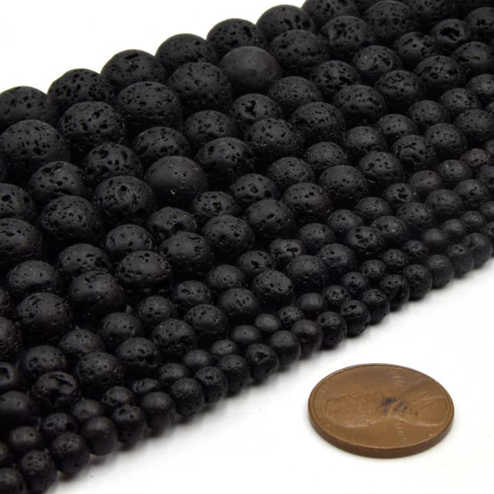 Only Beads – wholesale Beads – Waxed Black Lava Beads for Necklaces, Bracelets and Jewelry1