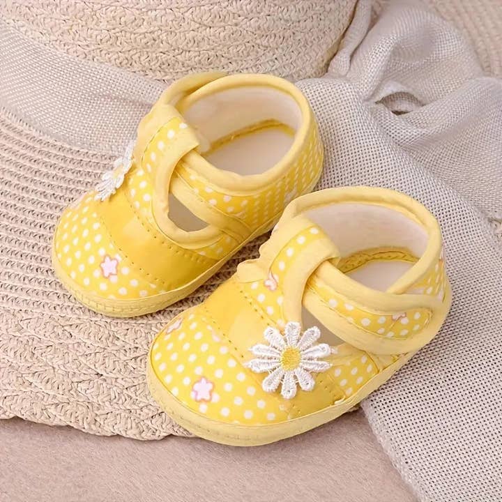 Huis Van Merken - Wholesale Crib Shoes - Baby - Baby Girl Floral Walking Shoes | Lightweight Non-Slip Soft Sole for Indoor & Outdoor