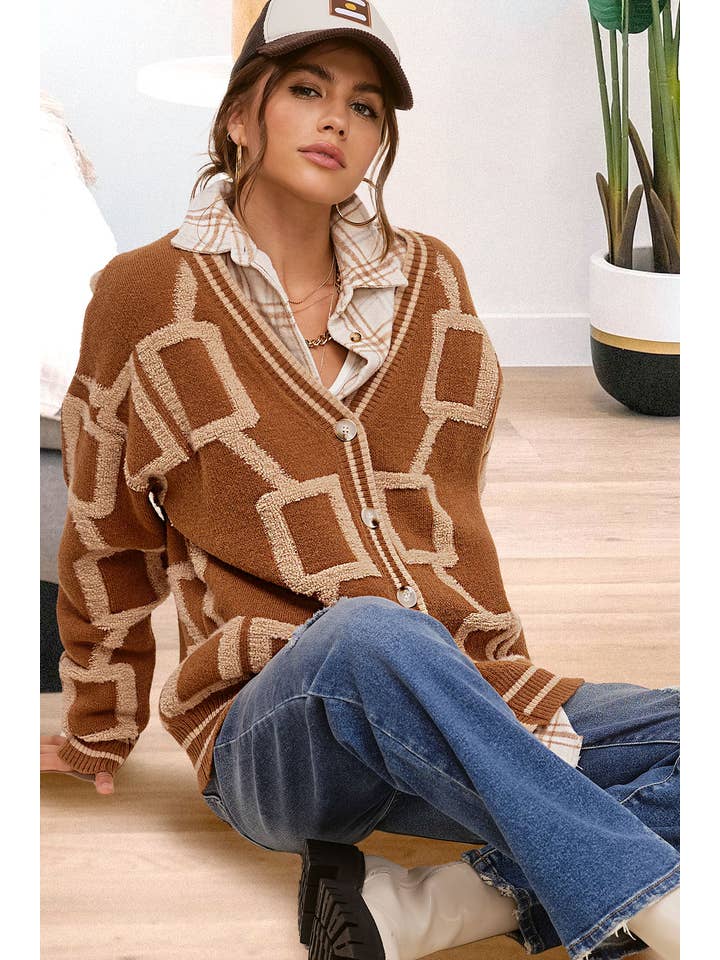 La Miel - Wholesale Cardigan - Women's - HCC2177-Loose Fit Drop Shoulder Cozy Knit Cardigan22