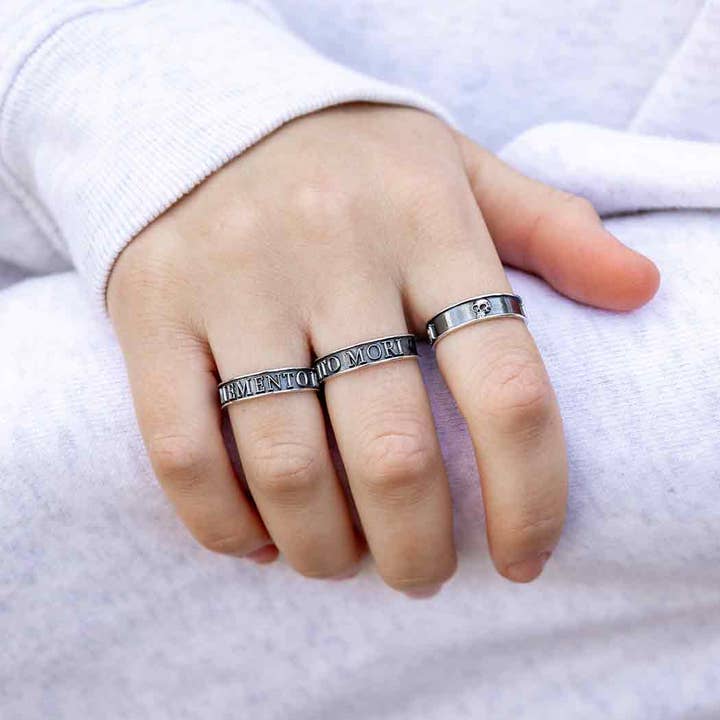 Nina Designs - Wholesale Band/Stacked Ring - Sterling Silver Memento Mori Ring