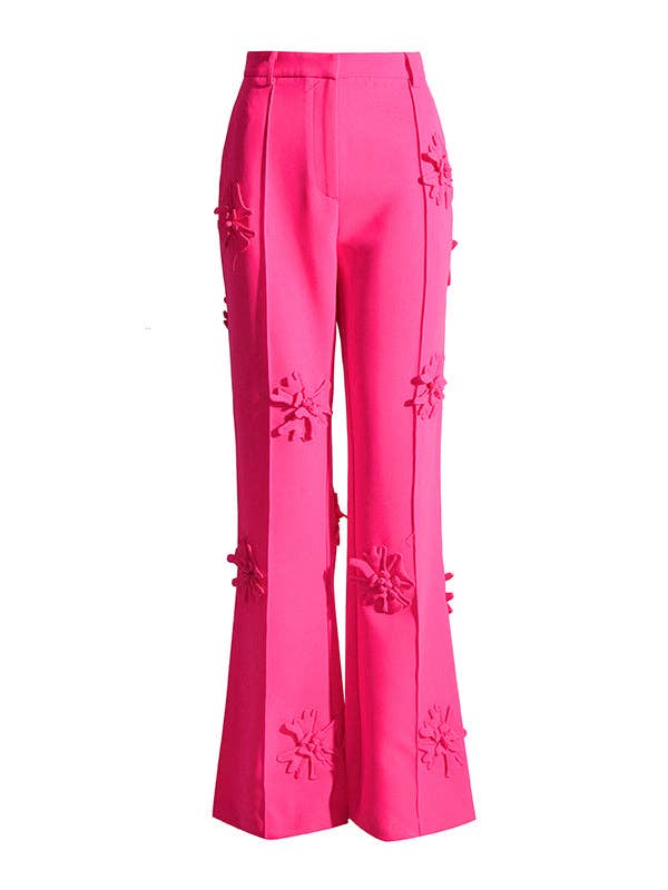 ginghamandposh - Wholesale Blazer - Women's - Flower-Embellished Solid Color Long Sleeve Blazer